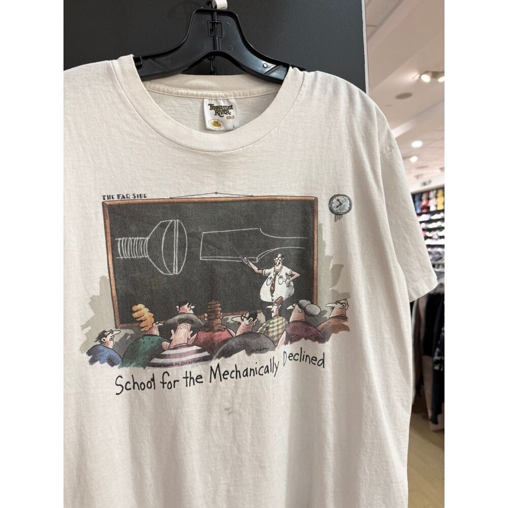 90s The Far Side School for the Mechanically Declined Vintage Comic Tee Shirt